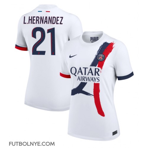 Camiseta Paris Saint-Germain Lucas Hernandez #21 Visitante Equipación para mujer 2024-25 manga corta